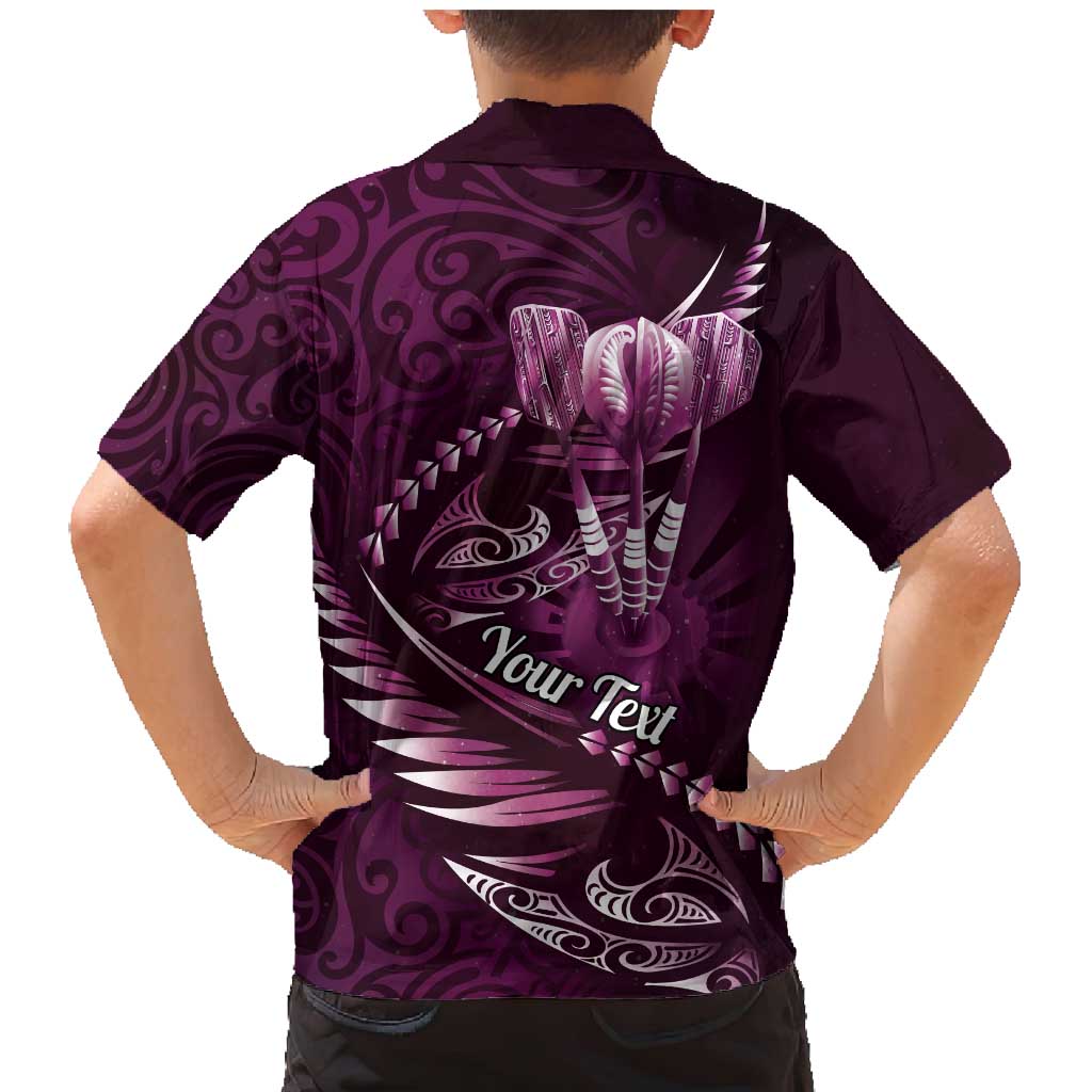 Personalised All Pink New Zealand Darts Family Matching Mermaid Dress and Hawaiian Shirt Aoteroa Fern Maori Galaxy Style