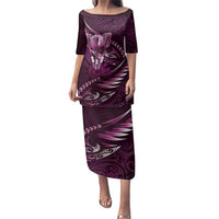 Personalised All Pink New Zealand Darts Family Matching Puletasi and Hawaiian Shirt Aoteroa Fern Maori Galaxy Style