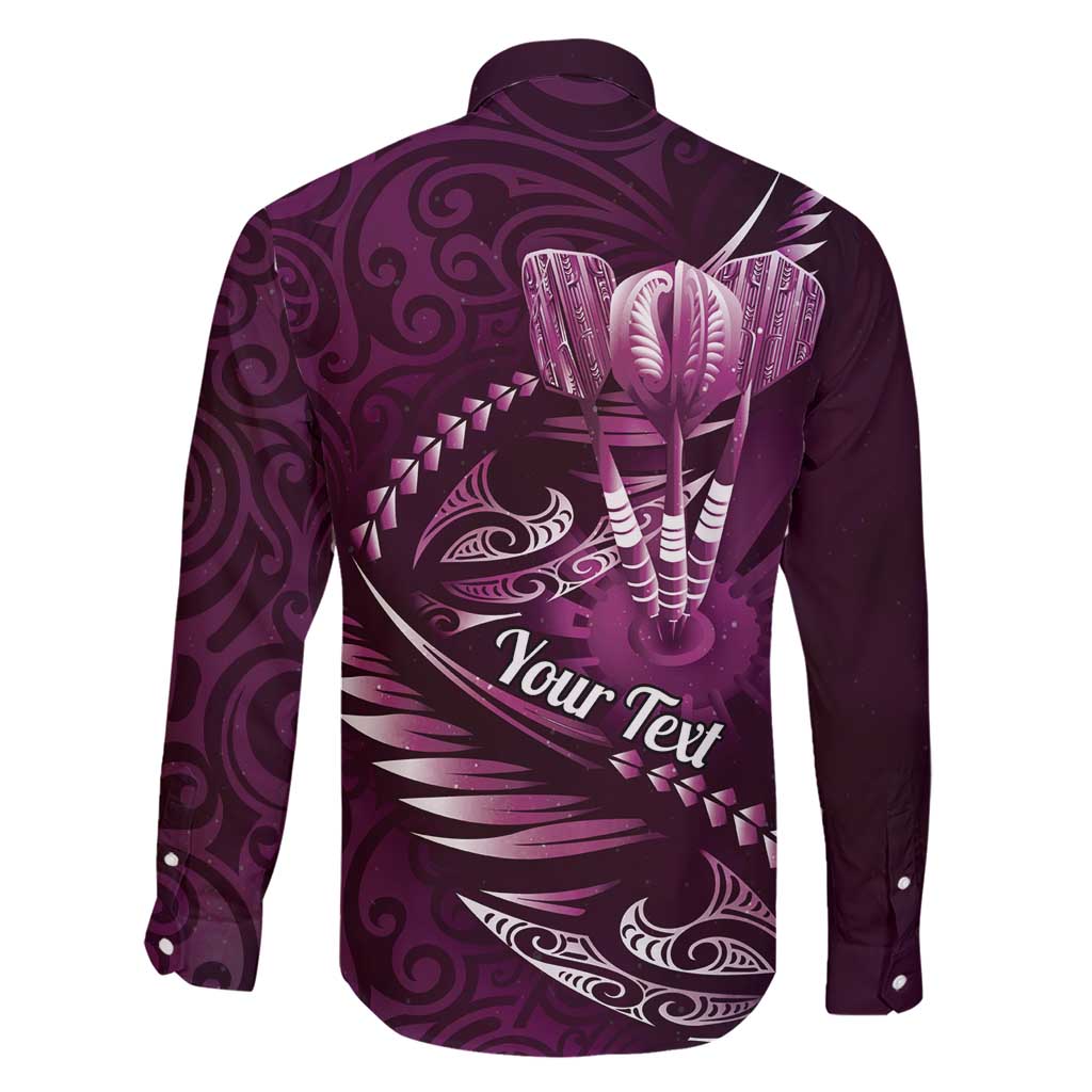 Personalised All Pink New Zealand Darts Family Matching Short Sleeve Bodycon Dress and Hawaiian Shirt Aoteroa Fern Maori Galaxy Style