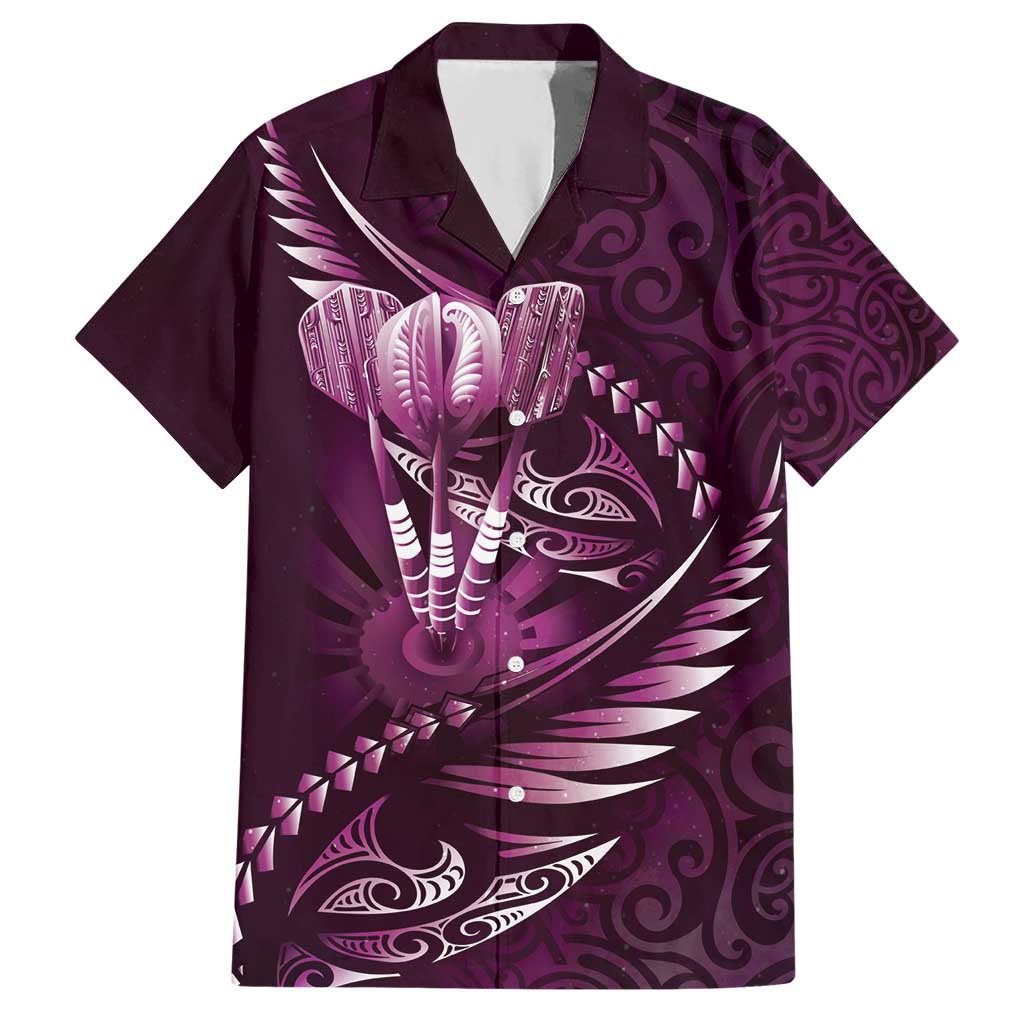 Personalised All Pink New Zealand Darts Hawaiian Shirt Aoteroa Fern Maori Galaxy Style