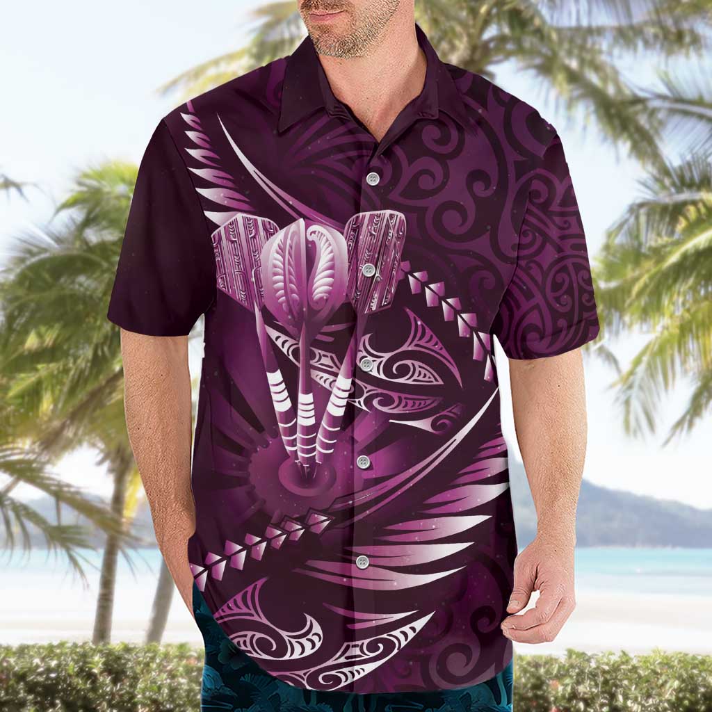 Personalised All Pink New Zealand Darts Hawaiian Shirt Aoteroa Fern Maori Galaxy Style