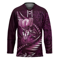 Personalised All Pink New Zealand Darts Hockey Jersey Aoteroa Fern Maori Galaxy Style - Polynesian Pride