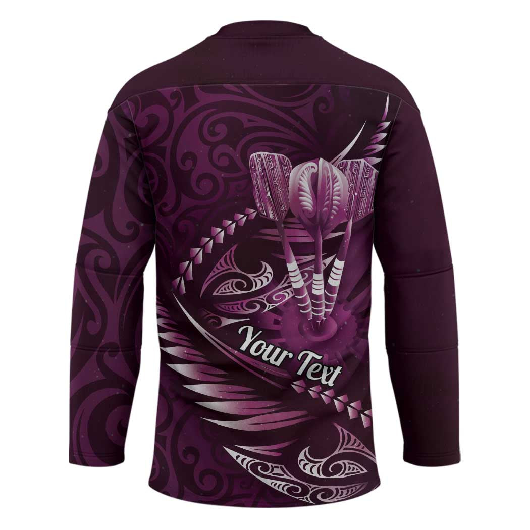 Personalised All Pink New Zealand Darts Hockey Jersey Aoteroa Fern Maori Galaxy Style - Polynesian Pride