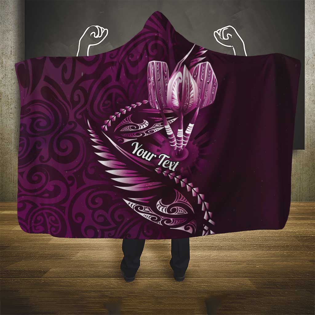 Personalised All Pink New Zealand Darts Hooded Blanket Aoteroa Fern Maori Galaxy Style