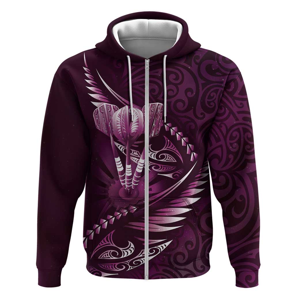 Personalised All Pink New Zealand Darts Hoodie Aoteroa Fern Maori Galaxy Style