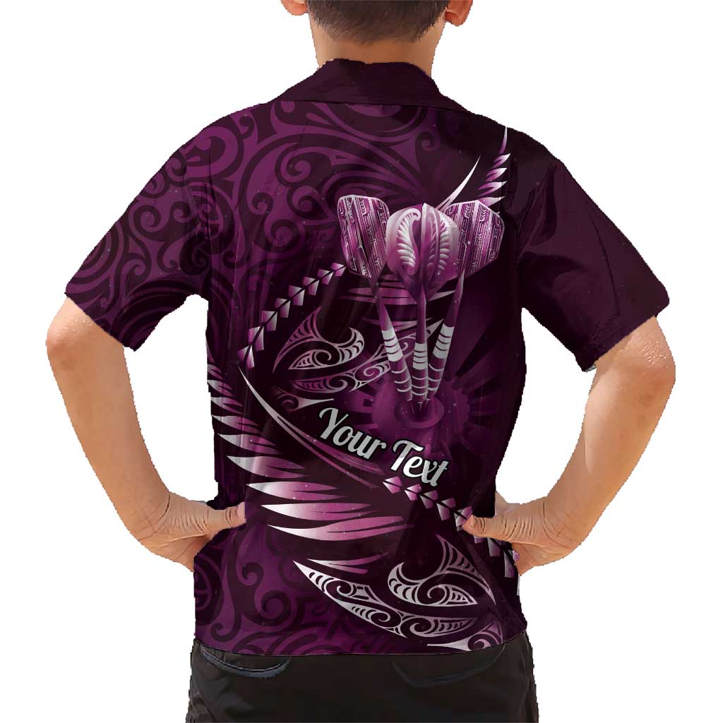 Personalised All Pink New Zealand Darts Kid Hawaiian Shirt Aoteroa Fern Maori Galaxy Style