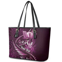 Personalised All Pink New Zealand Darts Leather Tote Bag Aoteroa Fern Maori Galaxy Style