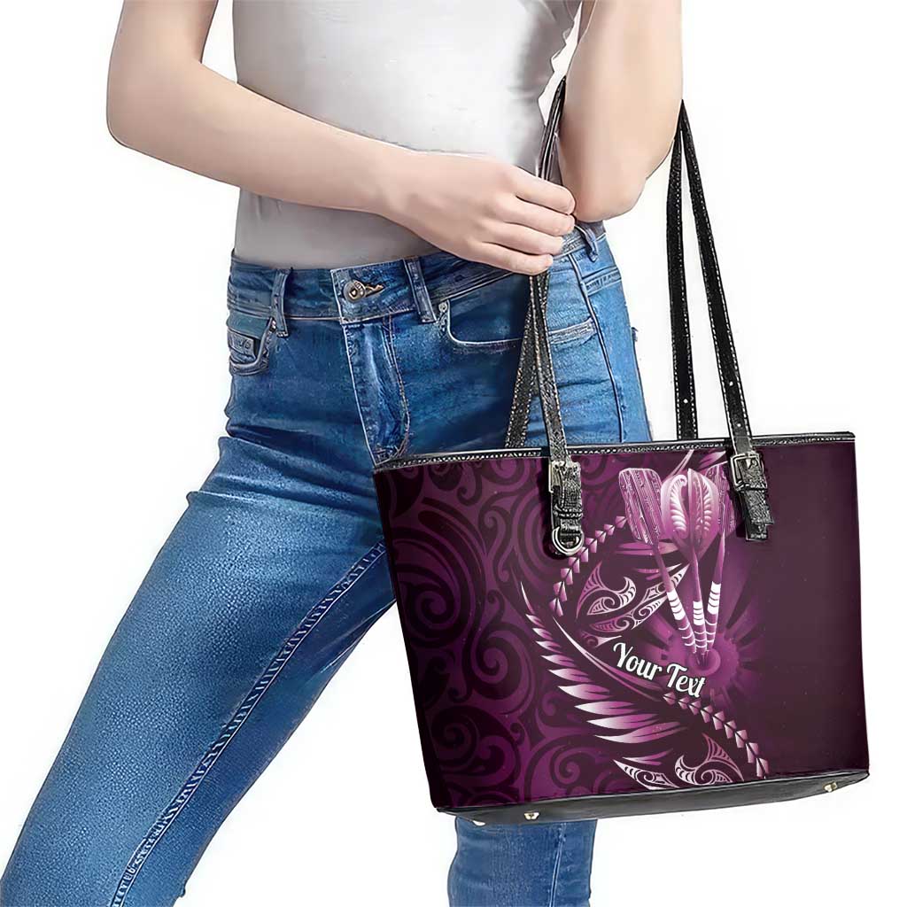 Personalised All Pink New Zealand Darts Leather Tote Bag Aoteroa Fern Maori Galaxy Style
