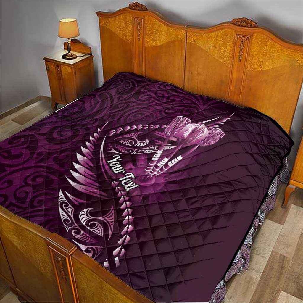 Personalised All Pink New Zealand Darts Quilt Aoteroa Fern Maori Galaxy Style
