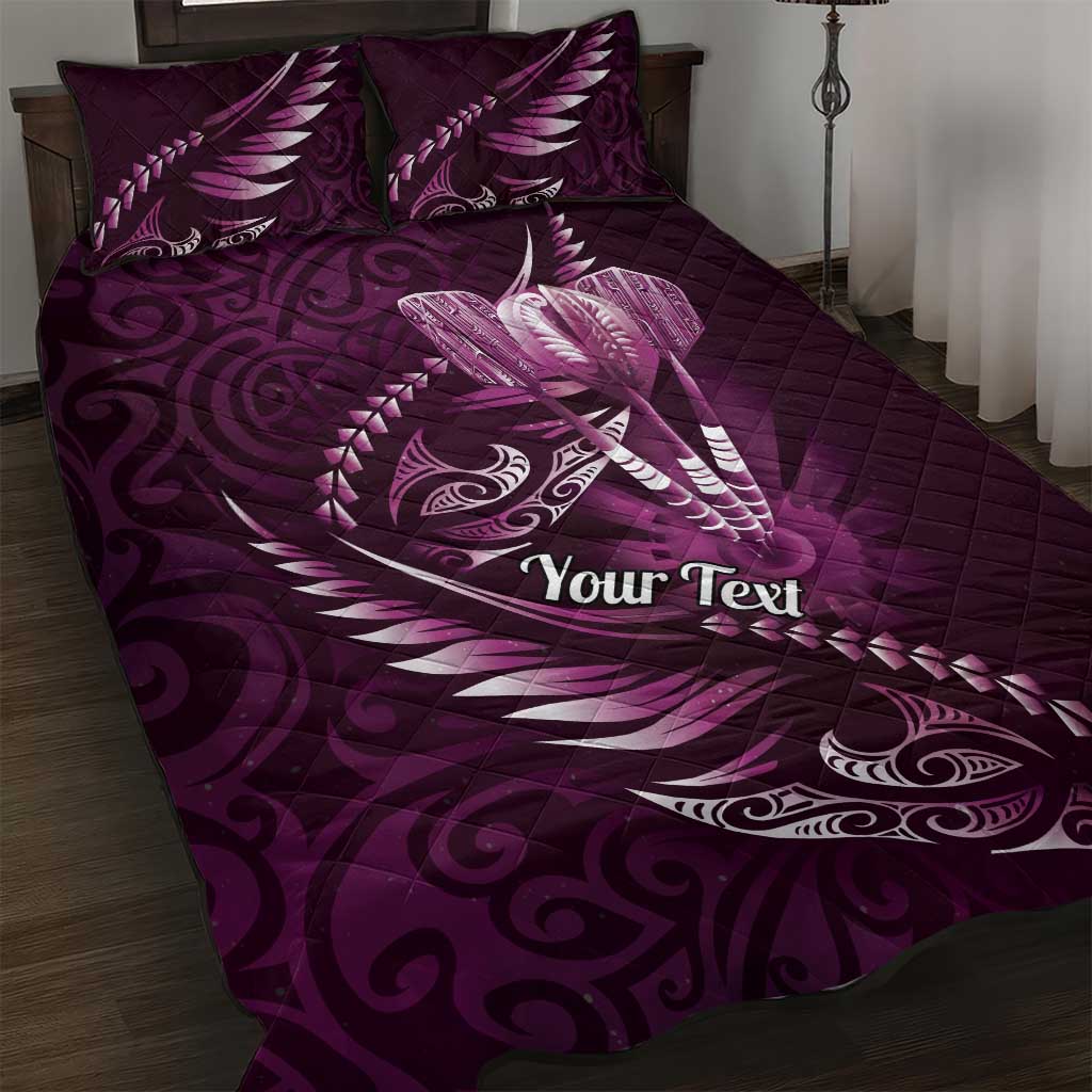 Personalised All Pink New Zealand Darts Quilt Bed Set Aoteroa Fern Maori Galaxy Style