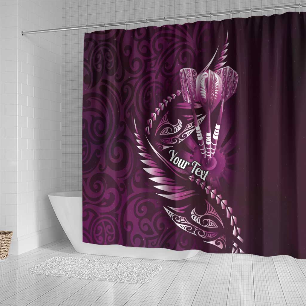 Personalised All Pink New Zealand Darts Shower Curtain Aoteroa Fern Maori Galaxy Style