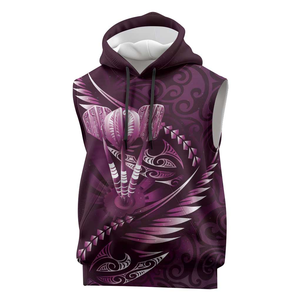 Personalised All Pink New Zealand Darts Sleeveless Hoodie Aoteroa Fern Maori Galaxy Style - Polynesian Pride