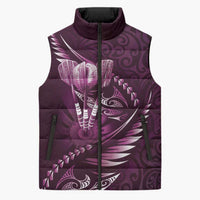 Personalised All Pink New Zealand Darts Sleeveless Puffer Jacket Aoteroa Fern Maori Galaxy Style - Polynesian Pride