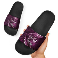 Personalised All Pink New Zealand Darts Slide Sandals Aoteroa Fern Maori Galaxy Style - Polynesian Pride