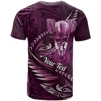 Personalised All Pink New Zealand Darts T Shirt Aoteroa Fern Maori Galaxy Style