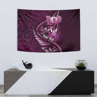 Personalised All Pink New Zealand Darts Tapestry Aoteroa Fern Maori Galaxy Style
