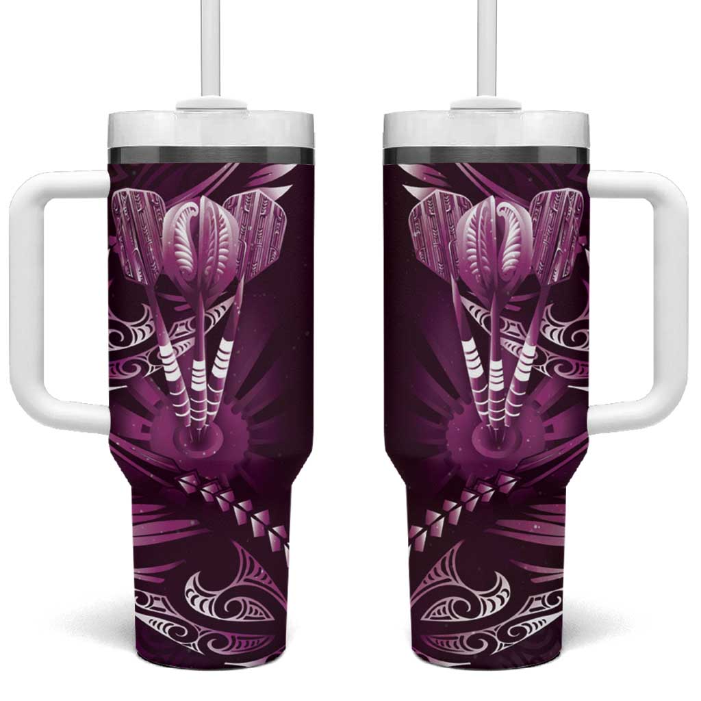 All Pink New Zealand Darts Tumbler With Handle Aoteroa Fern Maori Galaxy Style