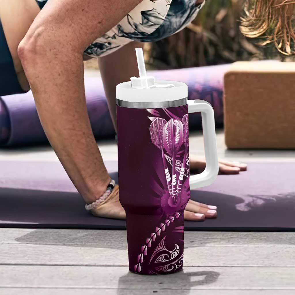 All Pink New Zealand Darts Tumbler With Handle Aoteroa Fern Maori Galaxy Style