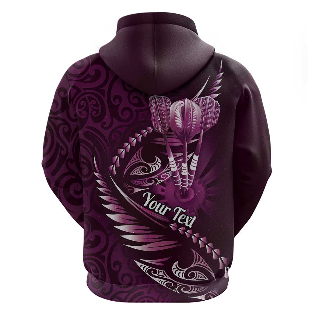 Personalised All Pink New Zealand Darts Zip Hoodie Aoteroa Fern Maori Galaxy Style