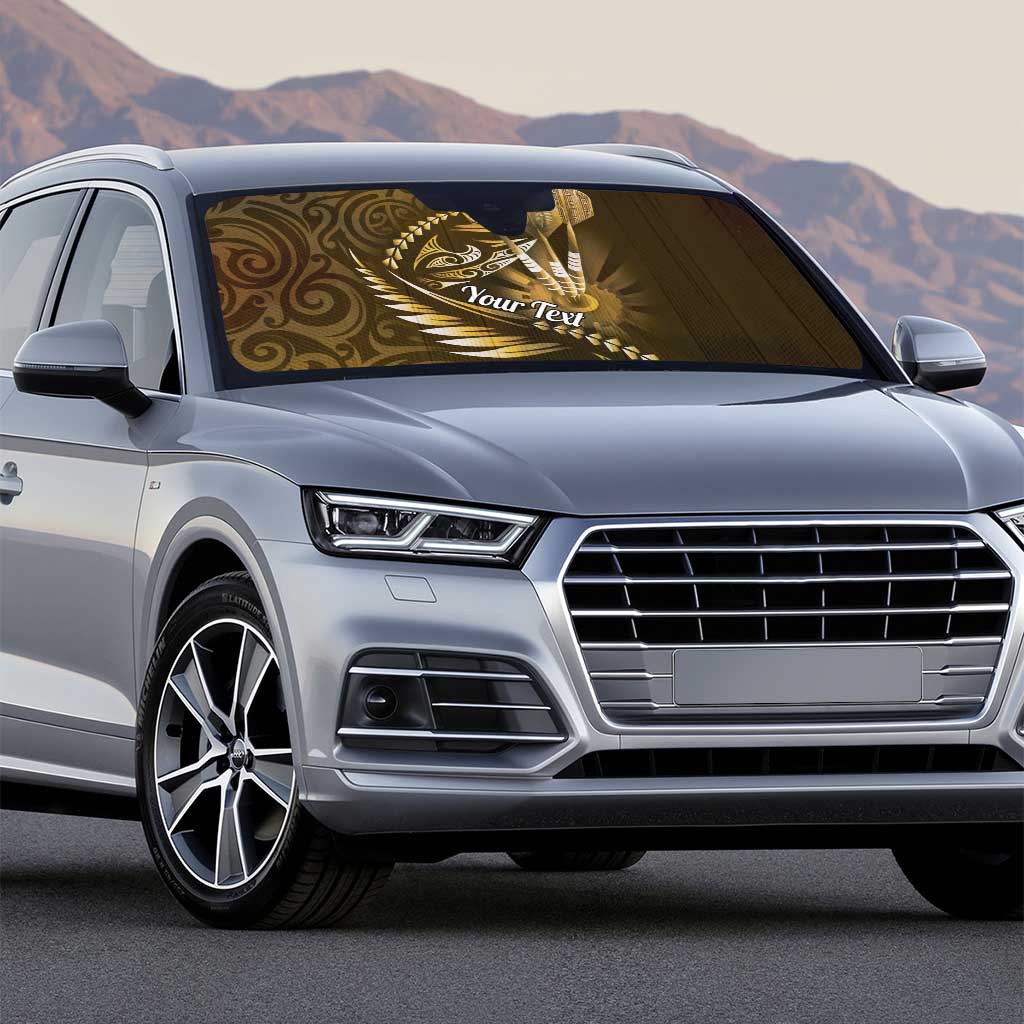 Personalised All Gold New Zealand Darts Auto Sun Shade Aoteroa Fern Maori Galaxy Style - Polynesian Pride