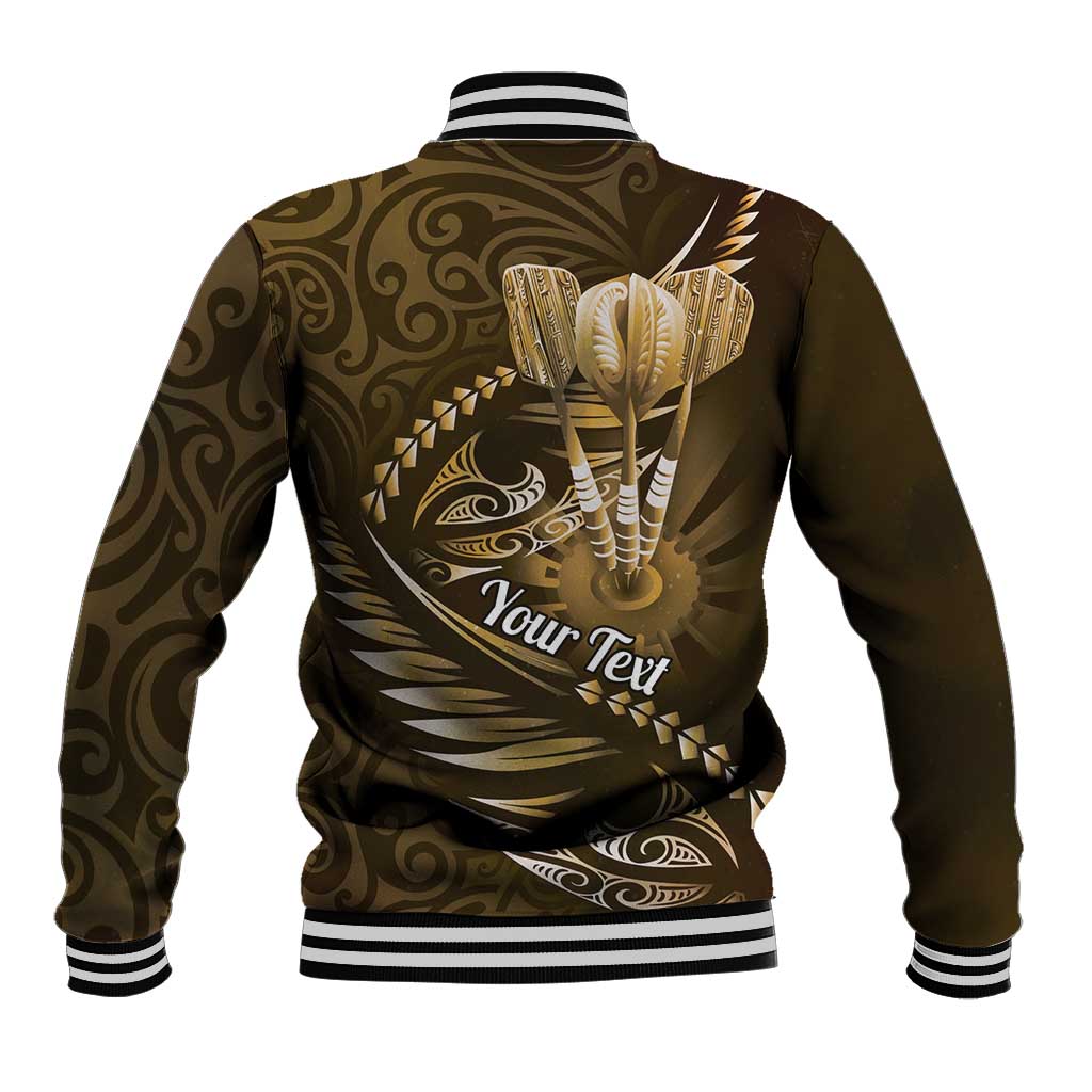 Personalised All Gold New Zealand Darts Baseball Jacket Aoteroa Fern Maori Galaxy Style