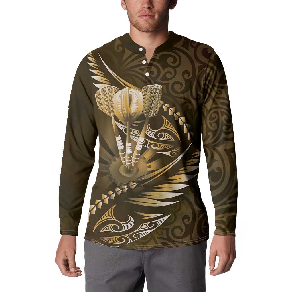 Personalised All Gold New Zealand Darts Button Sweatshirt Aoteroa Fern Maori Galaxy Style