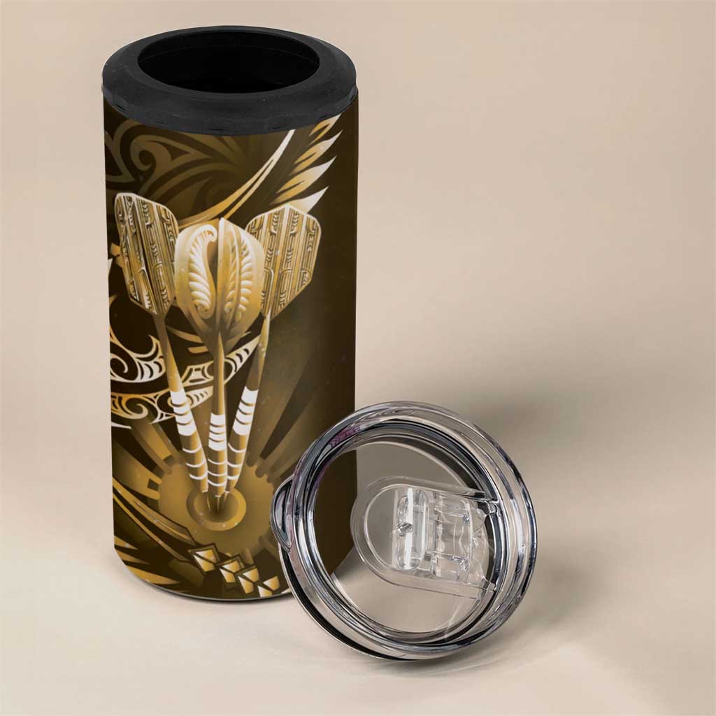 All Gold New Zealand Darts 4 in 1 Can Cooler Tumbler Aoteroa Fern Maori Galaxy Style