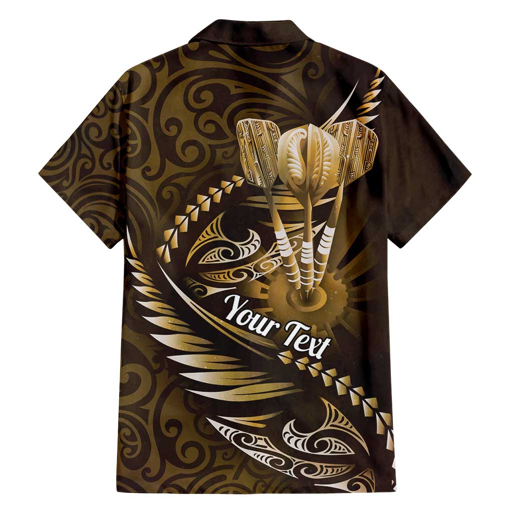 Personalised All Gold New Zealand Darts Family Matching Long Sleeve Bodycon Dress and Hawaiian Shirt Aoteroa Fern Maori Galaxy Style