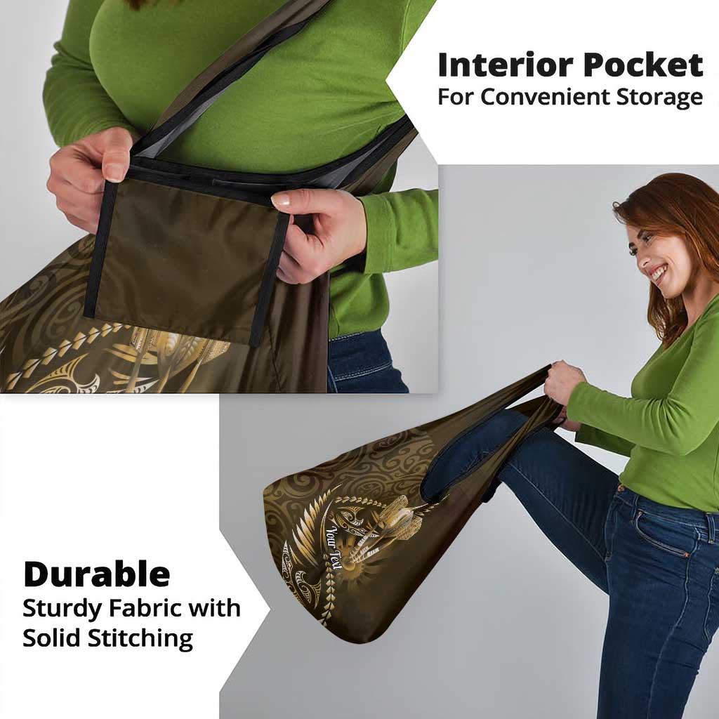 Personalised All Gold New Zealand Darts Grocery Bag Aoteroa Fern Maori Galaxy Style