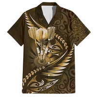 Personalised All Gold New Zealand Darts Hawaiian Shirt Aoteroa Fern Maori Galaxy Style