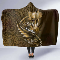 Personalised All Gold New Zealand Darts Hooded Blanket Aoteroa Fern Maori Galaxy Style