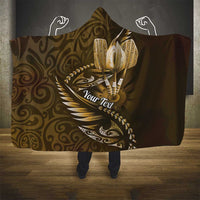 Personalised All Gold New Zealand Darts Hooded Blanket Aoteroa Fern Maori Galaxy Style