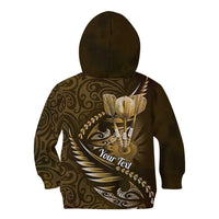 Personalised All Gold New Zealand Darts Kid Hoodie Aoteroa Fern Maori Galaxy Style