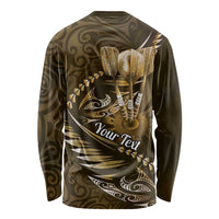 Personalised All Gold New Zealand Darts Long Sleeve Shirt Aoteroa Fern Maori Galaxy Style