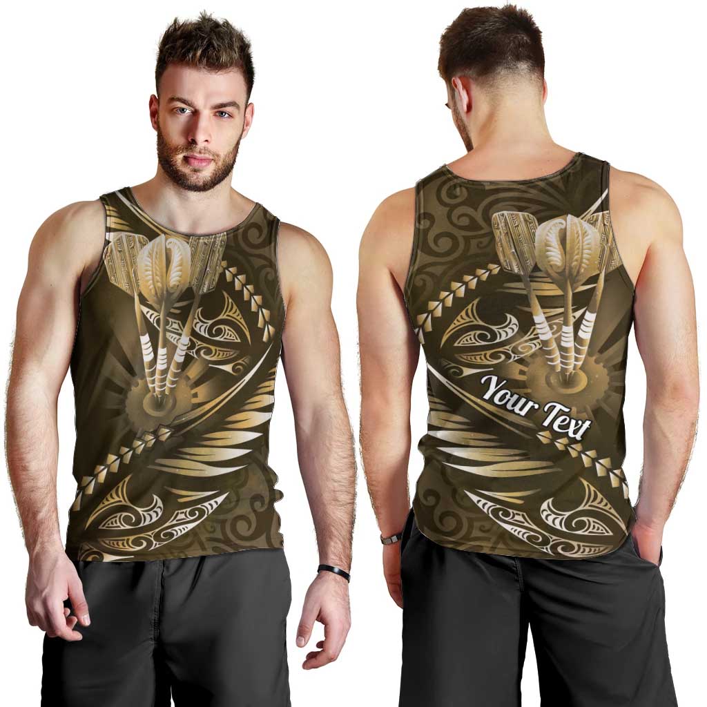 Personalised All Gold New Zealand Darts Men Tank Top Aoteroa Fern Maori Galaxy Style