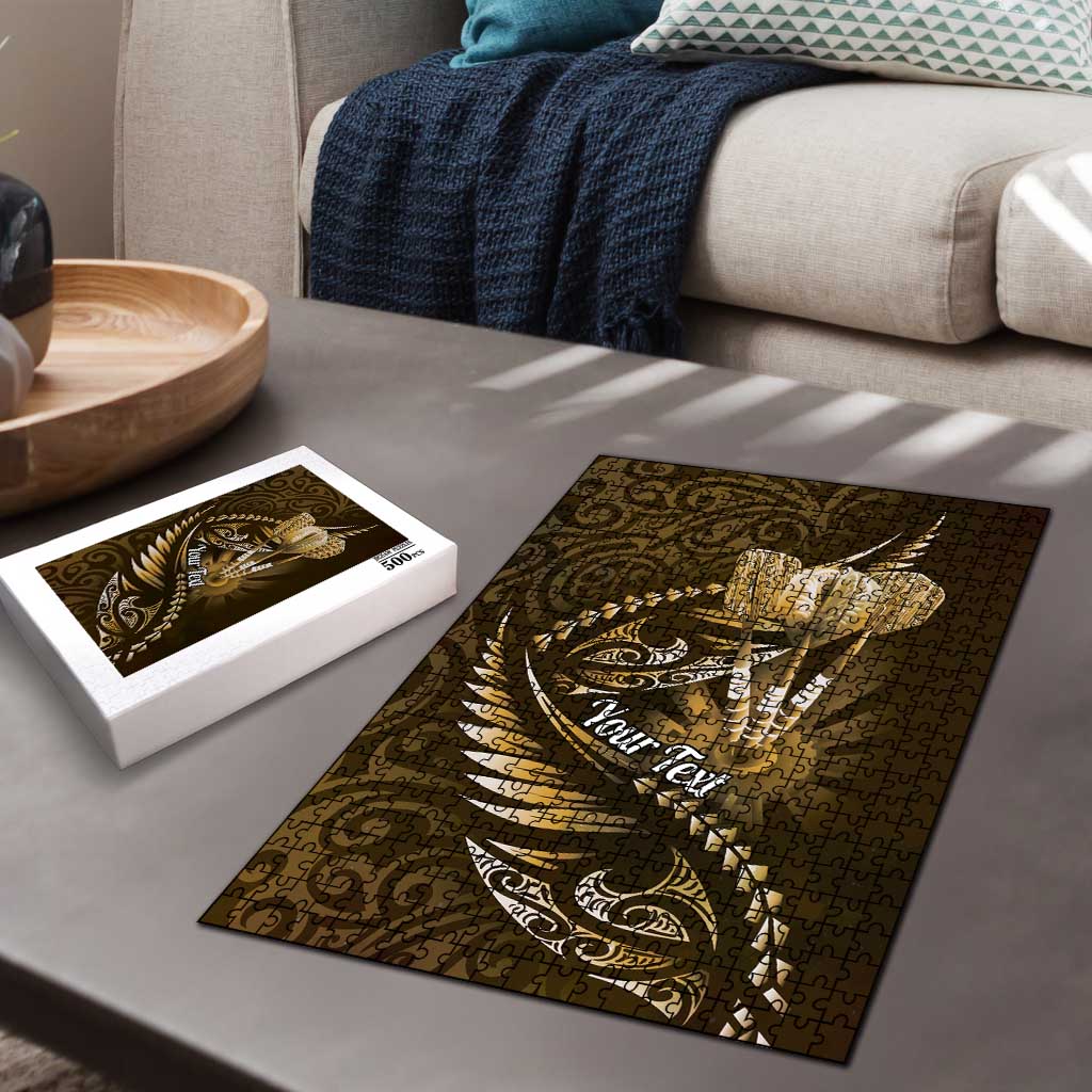 Personalised All Gold New Zealand Darts Puzzle Aoteroa Fern Maori Galaxy Style LT14 - Polynesian Pride