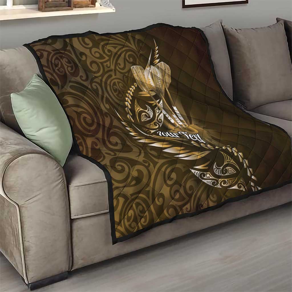 Personalised All Gold New Zealand Darts Quilt Aoteroa Fern Maori Galaxy Style