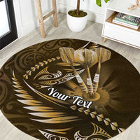 Personalised All Gold New Zealand Darts Round Carpet Aoteroa Fern Maori Galaxy Style