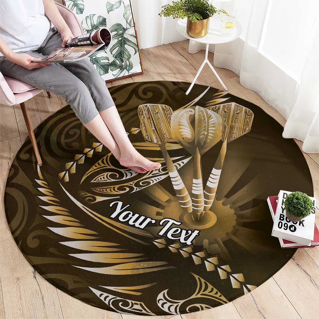 Personalised All Gold New Zealand Darts Round Carpet Aoteroa Fern Maori Galaxy Style