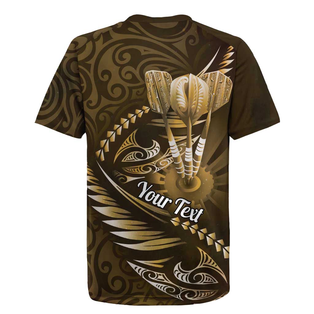 Personalised All Gold New Zealand Darts Rugby Jersey Aoteroa Fern Maori Galaxy Style