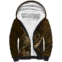 Personalised All Gold New Zealand Darts Sherpa Hoodie Aoteroa Fern Maori Galaxy Style