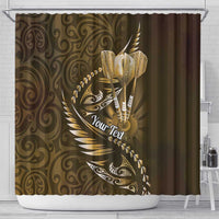 Personalised All Gold New Zealand Darts Shower Curtain Aoteroa Fern Maori Galaxy Style