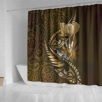 Personalised All Gold New Zealand Darts Shower Curtain Aoteroa Fern Maori Galaxy Style