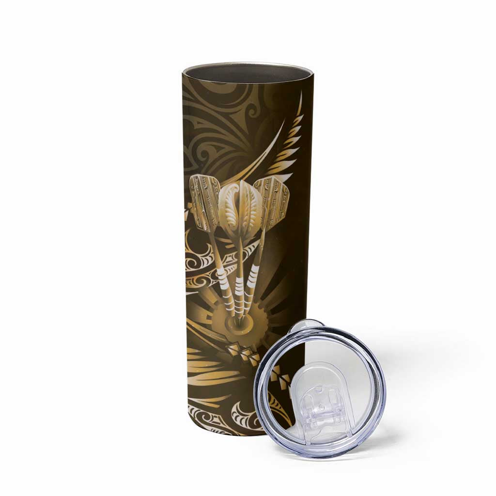 All Gold New Zealand Darts Skinny Tumbler Aoteroa Fern Maori Galaxy Style