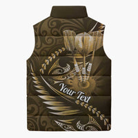 Personalised All Gold New Zealand Darts Sleeveless Puffer Jacket Aoteroa Fern Maori Galaxy Style - Polynesian Pride