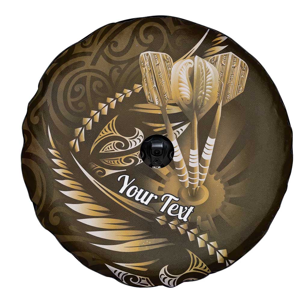 Personalised All Gold New Zealand Darts Spare Tire Cover Aoteroa Fern Maori Galaxy Style