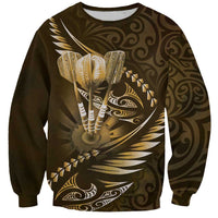 Personalised All Gold New Zealand Darts Sweatshirt Aoteroa Fern Maori Galaxy Style