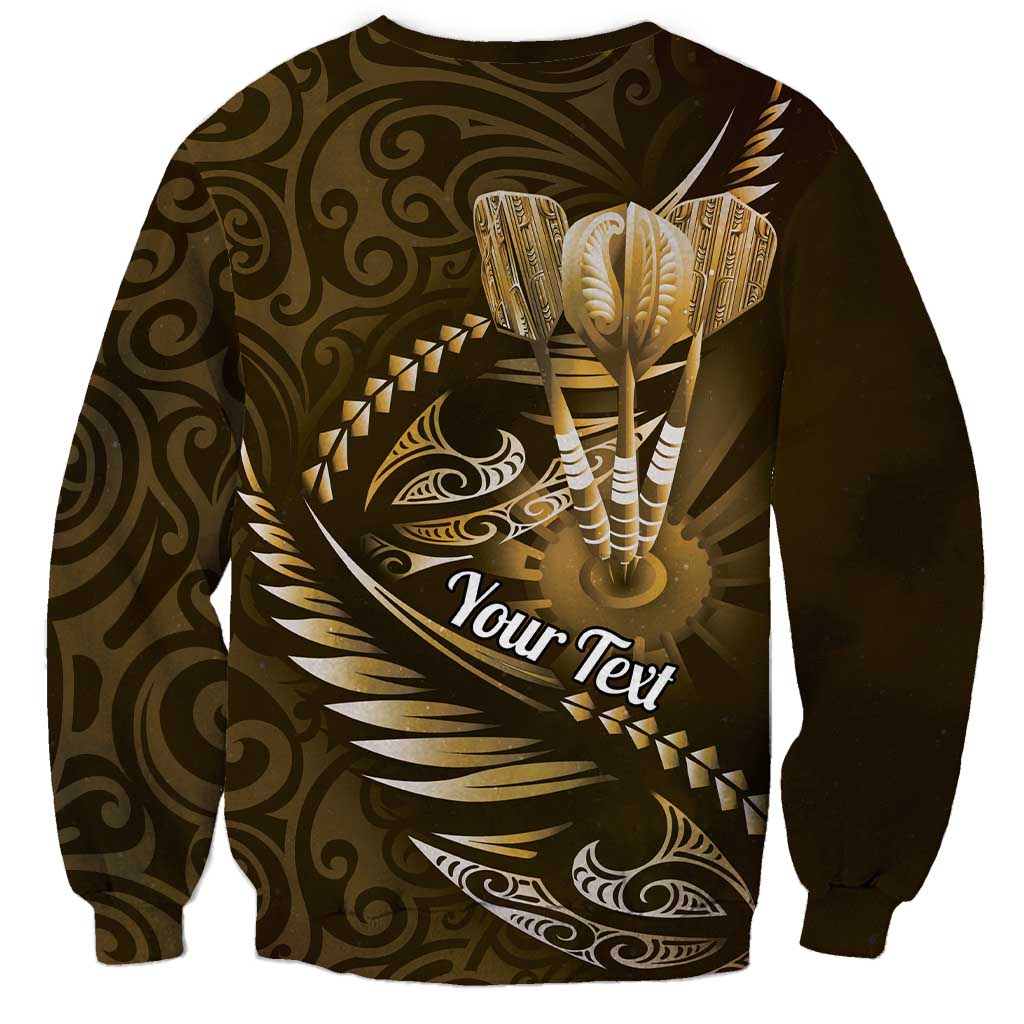 Personalised All Gold New Zealand Darts Sweatshirt Aoteroa Fern Maori Galaxy Style
