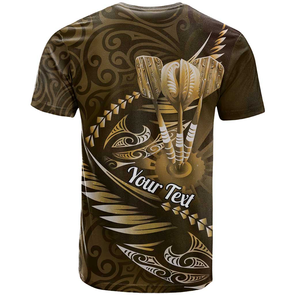 Personalised All Gold New Zealand Darts T Shirt Aoteroa Fern Maori Galaxy Style