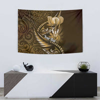 Personalised All Gold New Zealand Darts Tapestry Aoteroa Fern Maori Galaxy Style